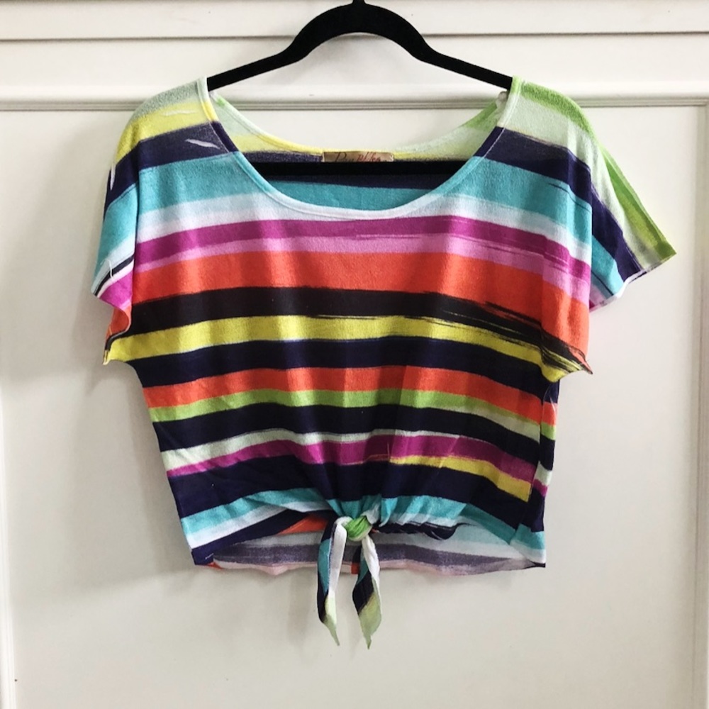 Colourful Striped Knit Crop top